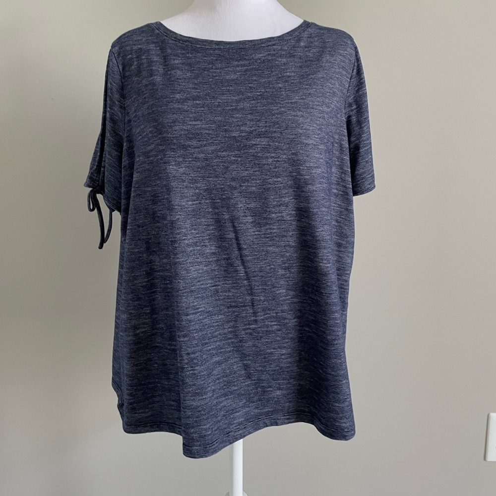 Talbots Short Sleeve Blue T-Shirt w/ties on sleeves 1X
